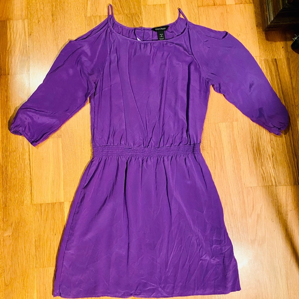 White House Black Market SILK Cold Shoulder Dress